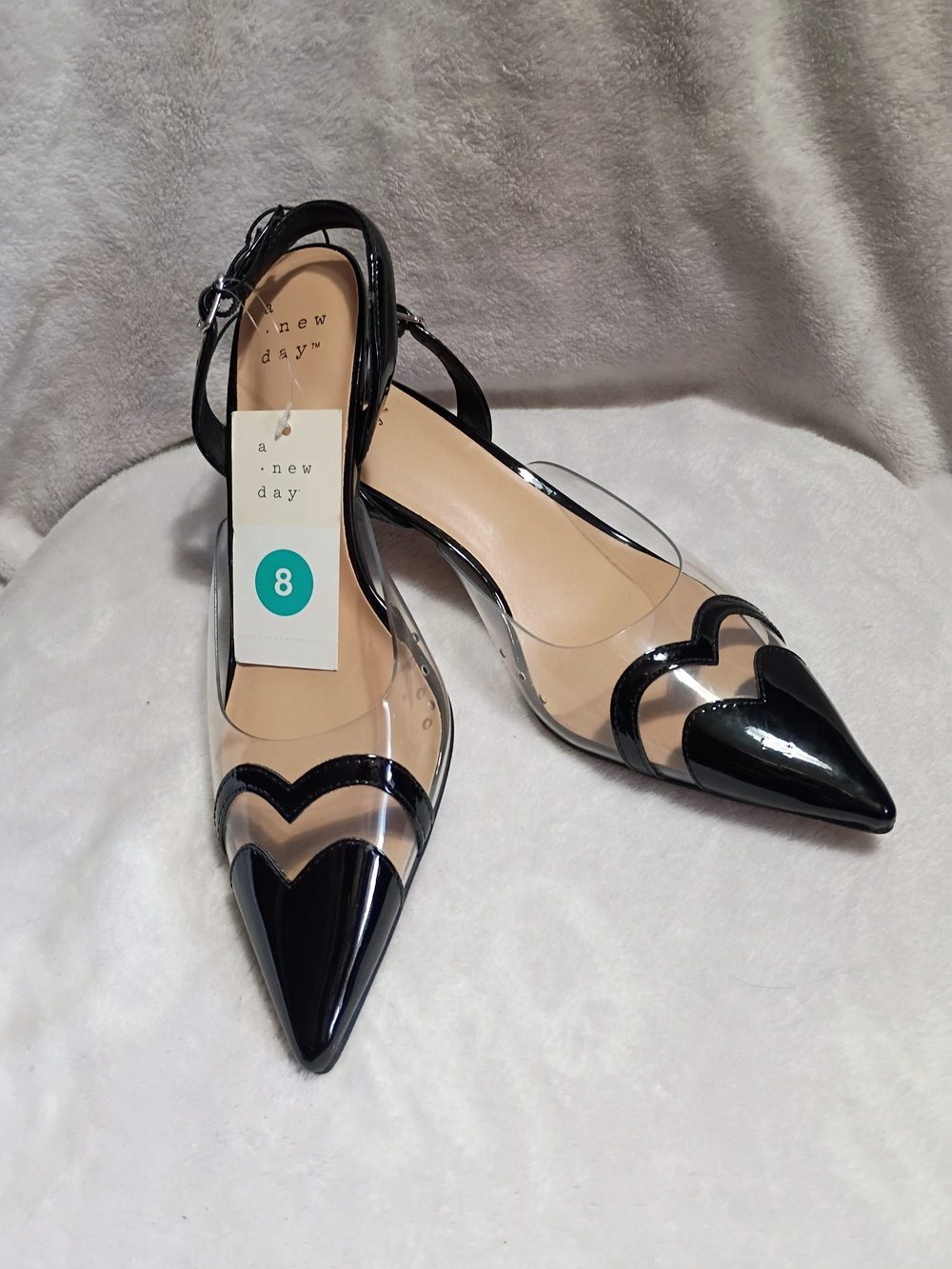 a new day Black Pointed Toe PVC D'Orsay Flats